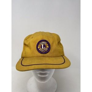 Vintage Lions Club International USA Made Astro Cap Adjustable Gold & Purple Hat
